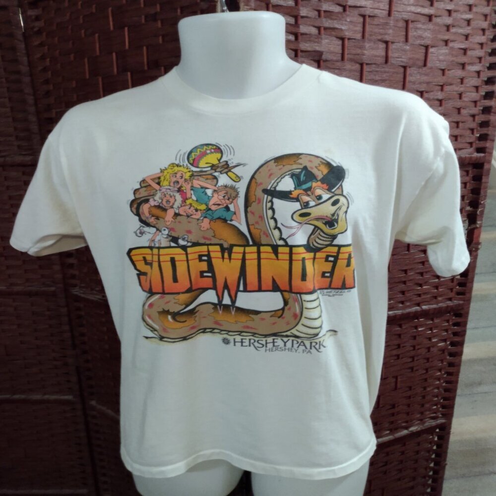 Vintage 90s Sidewinder Roller Coaster T shirt Hersheypark XL Single Stitch
